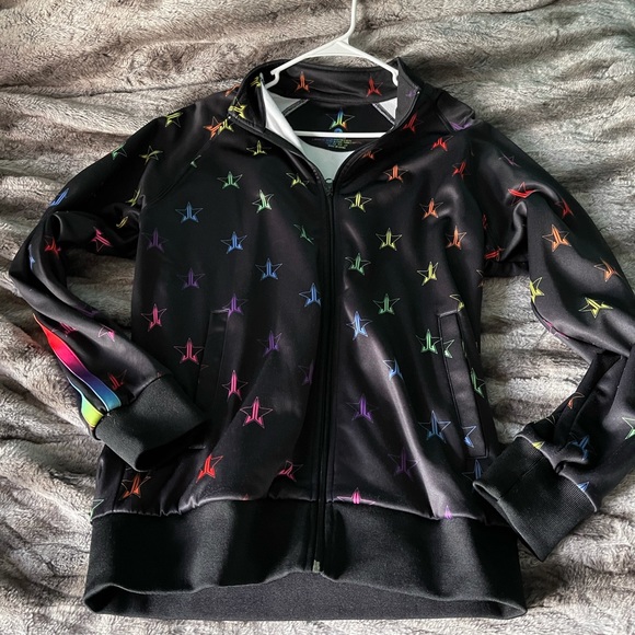 Jeffree Star Tops - Jeffree Star Large Black & Rainbow Zip-up